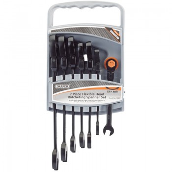 Flexible Head Ratcheting Metric Combination Spanner Set (7 Piece)