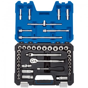 Draper Expert Combined MM/AF Socket Set, 3/8&rdquo; Sq. Dr., Blue (41 Piece)
