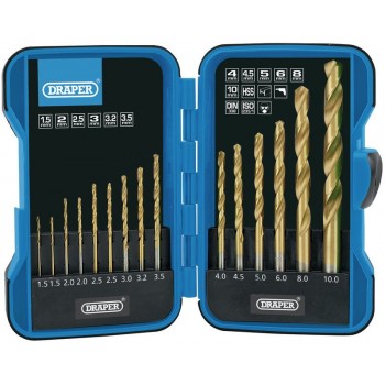 Metric Titanium Nitride Coated HSS Drill Bit Set (15 Piece)