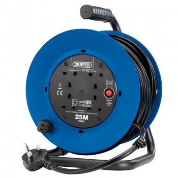 230V Heavy Duty Industrial Four Socket Cable Reel, 25m