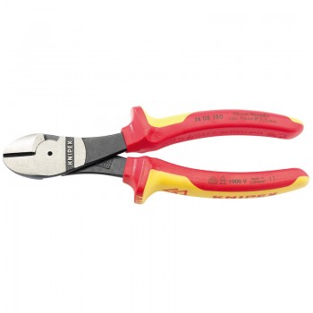 Knipex 74 08 180UKSBE VDE Fully Insulated High Leverage Diagonal Side Cutters, 180mm Knipex 74 08 180UKSBE VDE Fully Insulated High Leverage Diagonal Side Cutters, 180mm