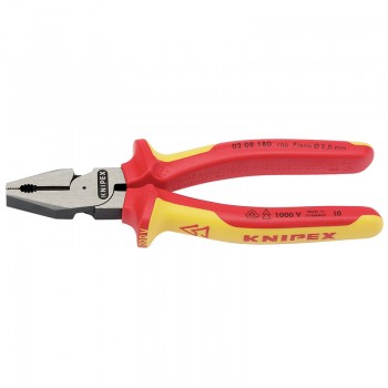 Knipex 02 08 180UKSBE VDE Fully Insulated High Leverage Combination Pliers, 180mm Knipex 02 08 180UKSBE VDE Fully Insulated High Leverage Combination Pliers, 180mm