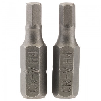 Hexagonal Insert Bit, 4mm, 1/4” Hex, 25mm Long (Pack of 2) Hexagonal Insert Bit, 4mm, 1/4” Hex, 25mm Long (Pack of 2)