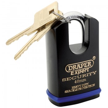 Heavy Duty Padlock and 2 Keys with Shrouded Shackle, 46mm