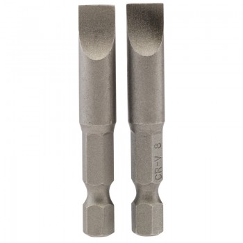 Plain Slot Insert Bit, 8mm, 1/4” Hex, 50mm Long (Pack of 2) Plain Slot Insert Bit, 8mm, 1/4” Hex, 50mm Long (Pack of 2)