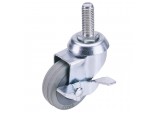 Swivel Bolt Fixing Rubber Castor with Brake, 75mm Diameter, S.W.L. 70kg
