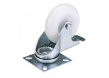 Swivel Plate Fixing Nylon Wheel with Brake, 75mm Diameter, S.W.L. 70kg