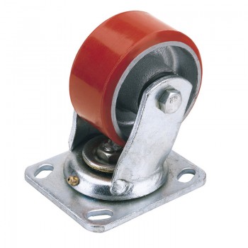 Swivel Plate Fixing Heavy Duty Polyurethane Wheel, 100mm Diameter, S.W.L. 250kg