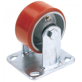 Fixed Plate Fixing Heavy Duty Polyurethane Wheel, 160mm Diameter, S.W.L. 400kg