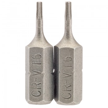 Draper TX-STAR® Insert Bit, 1/4&rdquo; Hex, 25mm Long, T6 (Pack of 2)