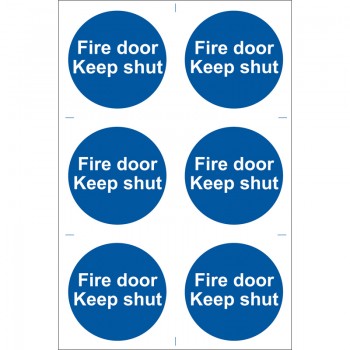 Fire Door Keep Shut&rsquo; Mandatory Sign (Pack of 6)