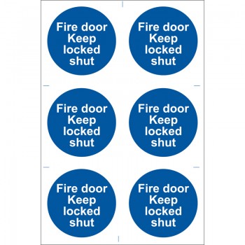 Fire Door Keep Locked&rsquo; Mandatory Sign (Pack of 6)