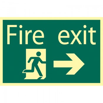 Glow In The Dark &rsquo;Fire Exit Arrow Right&rsquo; Safety Sign