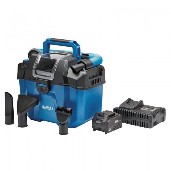 D20 20V Wet and Dry Vacuum Cleaner, 1 x 4.0Ah Battery, 1 x Fast Charger