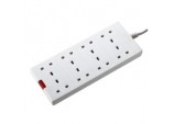 8 Gang 2m White Extension Lead - 13amp