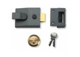 Deadlocking Standard Nightlatch Security Lock - Dark Metal Grey + PB Cylinder - 60mm