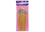 Wooden Handle Artist Brush Set - 12 Piece