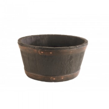 Round Oak Barrel Planter - 49cm