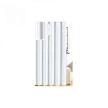 Satin Stripe Design Polyester Shower Curtain - White